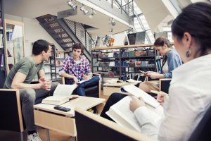 Students in a library